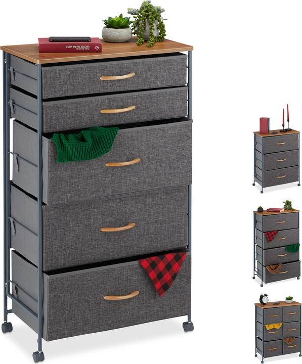 Image du produit Relaxdays Armoire à tiroirs sur roulettes (58 x 30 x 96,5 cm)