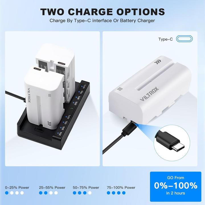 Actual product image Viltrox NP F550 Battery 2200mah with USB C Charging Port (Rechargeable battery)