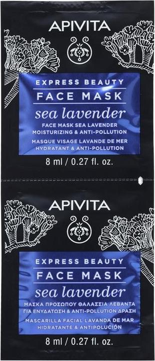Actual product image Apivita Express Beauty Ioeoisturizing and Inti Pollution Face Mask with Sea Lavender 2x8ml (16 ml)
