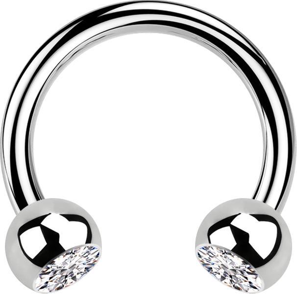 Star Piercing Micro Circular Barbell silber mit zwei Kugeln Kristall silber (Chirurgenstahl 316L)