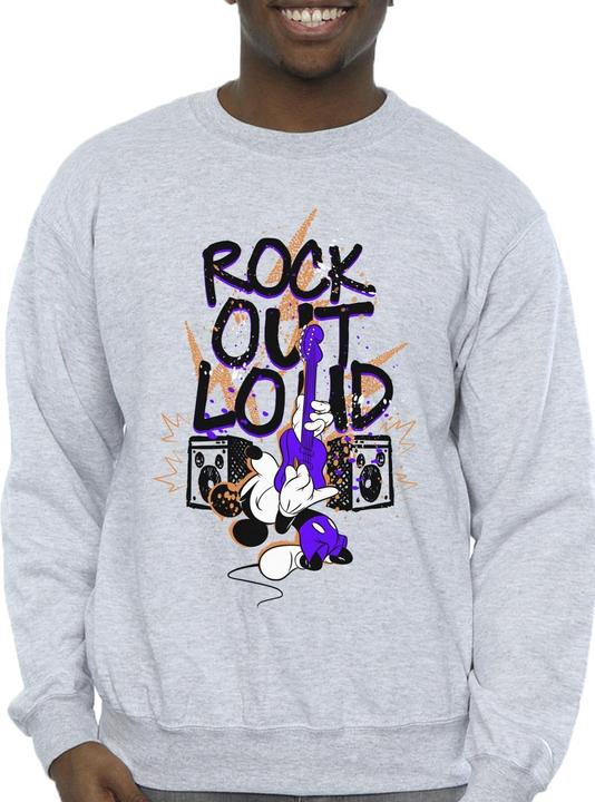 Actual product image Disney Mens Mickey Mouse Rock Out Loud Sweatshirt (XXL)