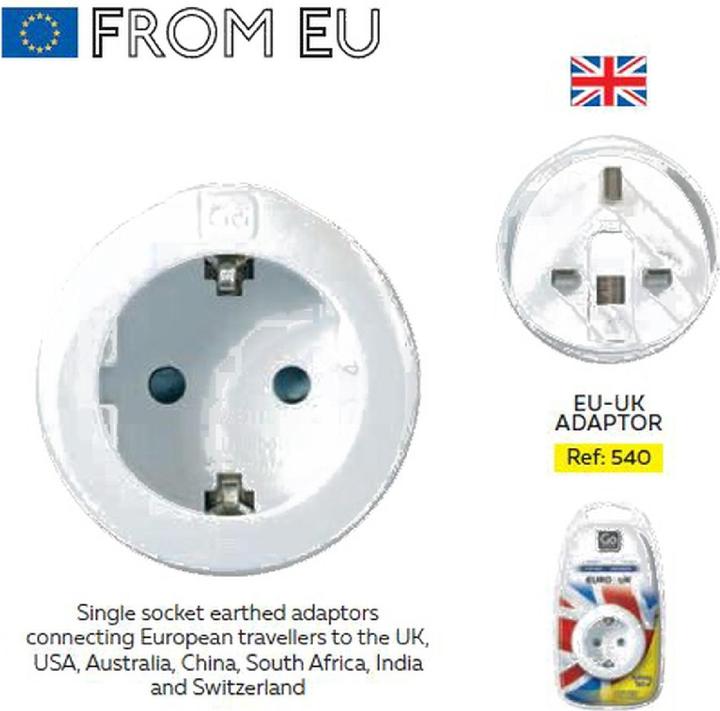 Actual product image Go Travel Adapter Europe-UK