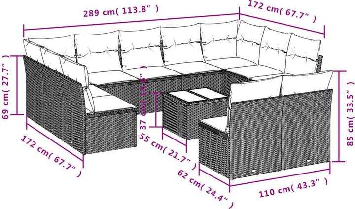 Actual product image VidaXL Garden furniture sofa set garden set garden seating group 12-piece brown