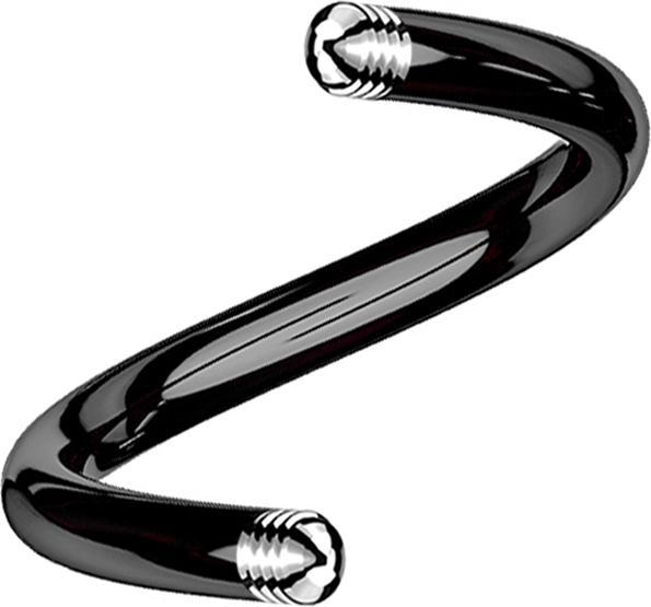Star Piercing Micro Spiralen-Stab schwarz (ohne Messing, Chirurgenstahl 316L)