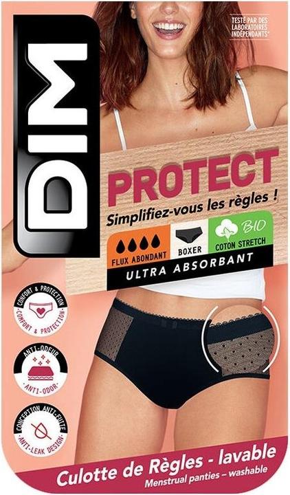 Image du produit DIM Shorty menstruelle flux abondant noir avec détail mesh (M)