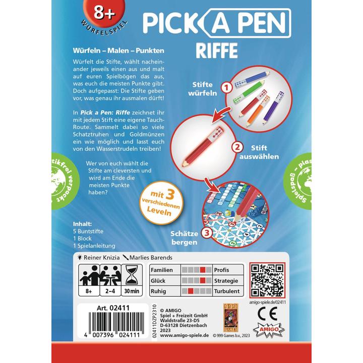 Actual product image Amigo Pick a Pen: Riffe Roll + Write 2-4players 8+ (German)