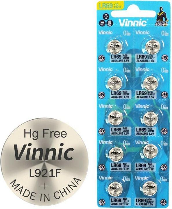 Image du produit Vinnic 10er Pack AG6, LR921, LR69, V371, SR69, L912 F, L912F (10 pcs, SR69, 29 mAh)
