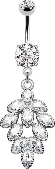 Produktbild Star Piercing Banane silber mit zwei Kugeln Kristall silber Anhänger Kristall Traube (Chirurgenstahl 316L, Messing)