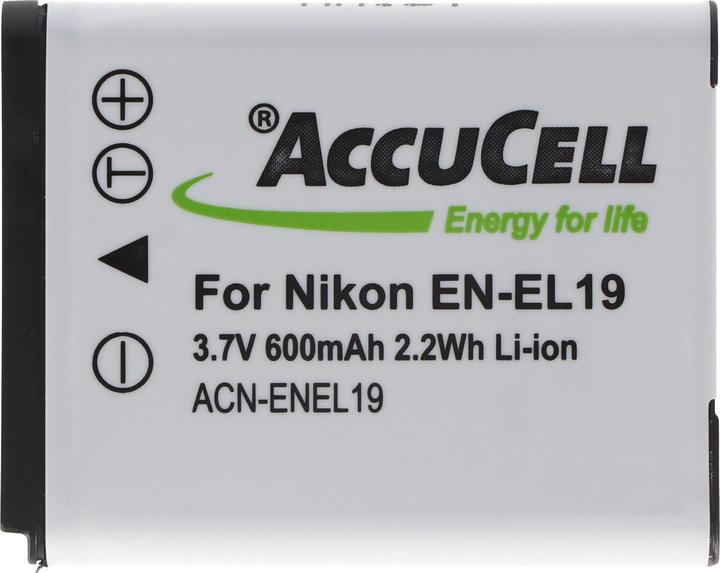 Actual product image AccuCell Battery EN-EL19, COOLPIX S2500, S3100, S4100 (Rechargeable battery)