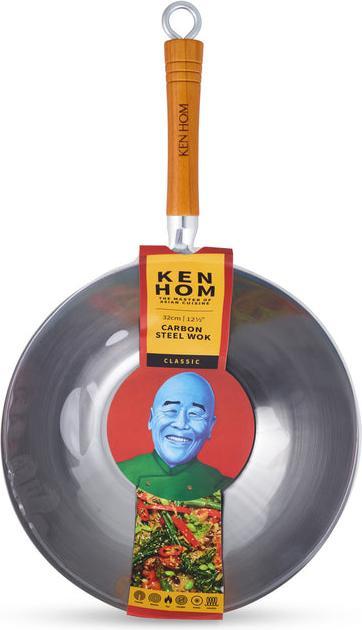 Produktbild Ken Hom WOK CLASSIC CARBON, Round, Wok/Stir-Fry pan, Stainless steel, Carbon steel, Ceramic, Gas, Ha (32 cm, Wok Pfanne, Carbonstahl)