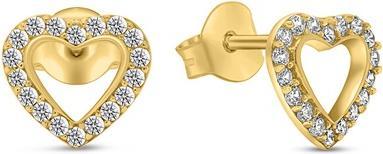Actual product image Brilio Silver - Charming gold-plated earrings Hearts with zircons EA355Y