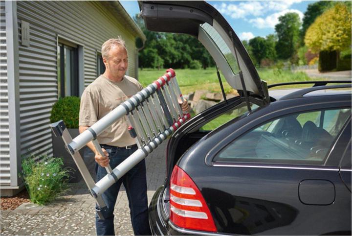 Produktbild Hailo FlexLine, Alu-Sicherheits-Teleskopleiter, 11 Sprossen (Anlegeleiter, 99 cm)