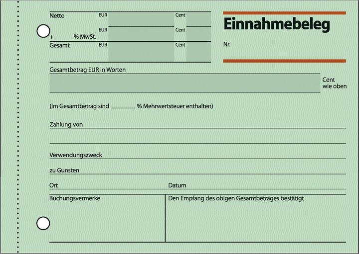 Produktbild Sigel Einnahmebeleg Formular Papierformat: DIN A6 quer Grammatur: 60 g/m² (50 x)
