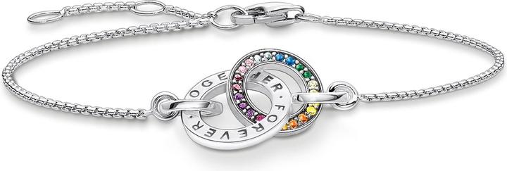 Produktbild Thomas Sabo Armband Together mit Zwei Ringen Bunten Steinen Silber Geschwärzt (19 cm, 925er Silber)