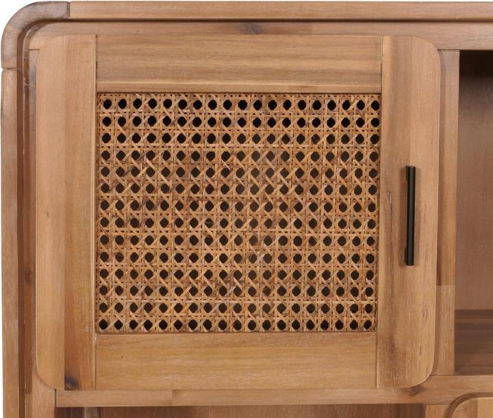 Image du produit Mendler Highboard HWC-M47, compartiments de rangement, rotin acacia bois massif teinté 141x90x35cm 32kg (90 x 35 x 141 cm)