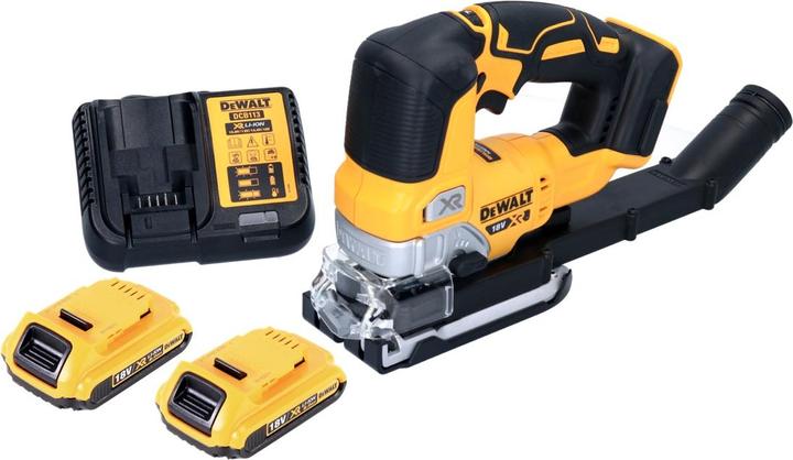 Immagine prodotto DeWalt DCS 334 D2 Batteria Seghetto alternativo a pendolo 18 V Brushless + 2x Batteria 2.0 Ah +