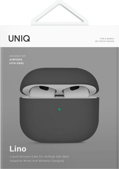 Actual product image Uniq case Lino AirPods 4 Silicone ash grey