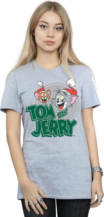 Actual product image Tom & Jerry Womens/Ladies Christmas Greetings Cotton Boyfriend T-Shirt (M)