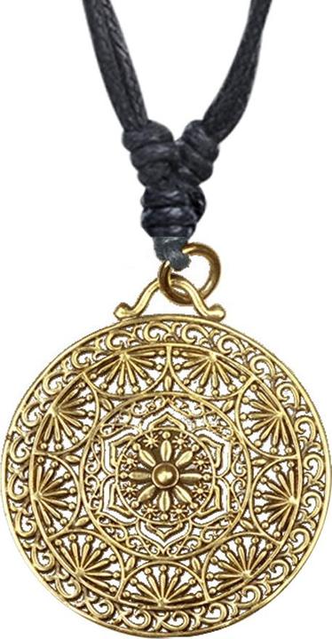 Immagine prodotto Star Piercing Collana nera con ciondolo placcato oro Mandala Sun (Ottone)