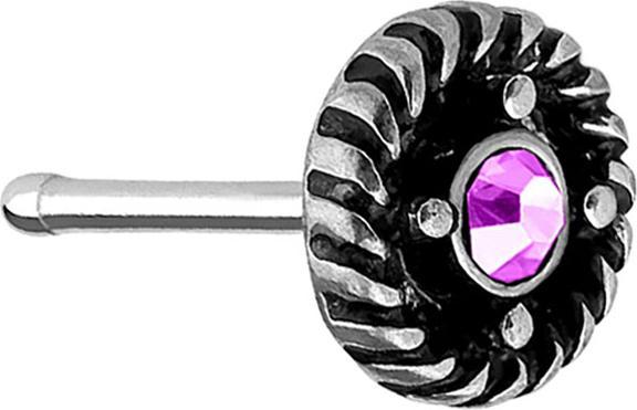 Produktbild Star Piercing Nasenstecker gerade silber Tribal Rundgeflecht mit Kristall pink (Messing, Chirurgenstahl 316L)