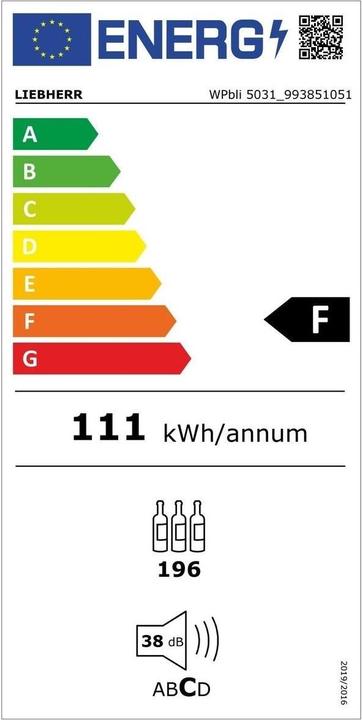 Energie-Label Liebherr Weinklimaschrank GrandCru Selection WPbli 5031 Schwarz