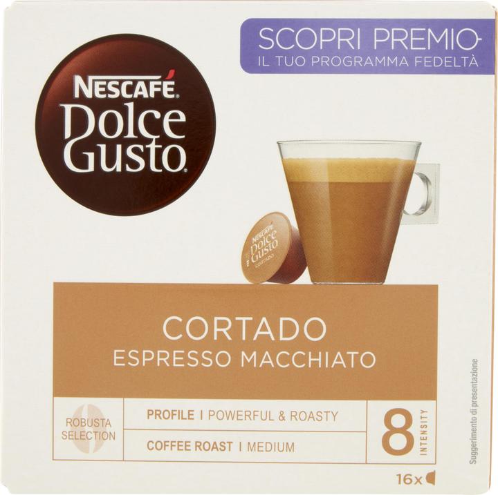 Actual product image Nescafé Dolce Gusto Cortado Espresso Macchiato (16 x Port.)