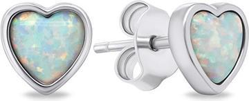 Actual product image Brilio Silver - Delicate silver earrings Hearts with synthetic opals EA610W