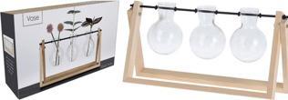 Immagine prodotto Casativo Set di 3 vasi in vetro con supporto in legno, 14,5 x 30 x 7 cm