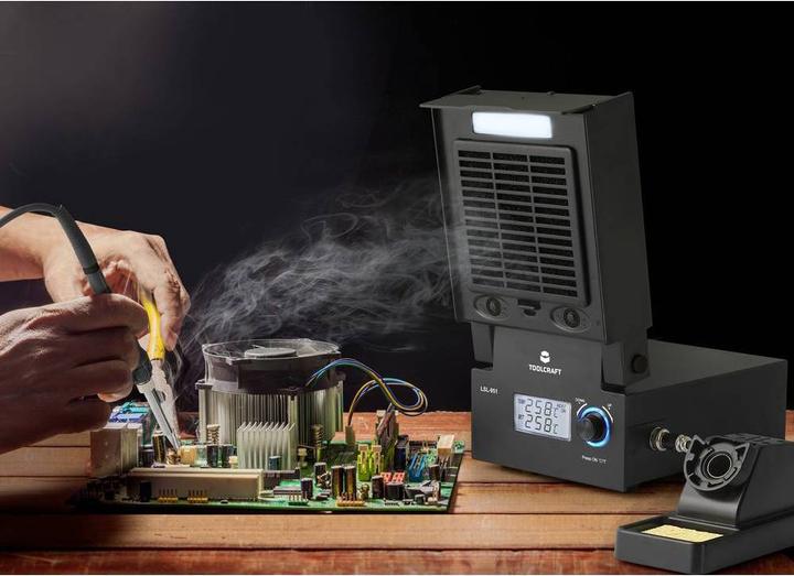 Actual product image Toolcraft Soldering station with LED lighting and soldering fume extraction