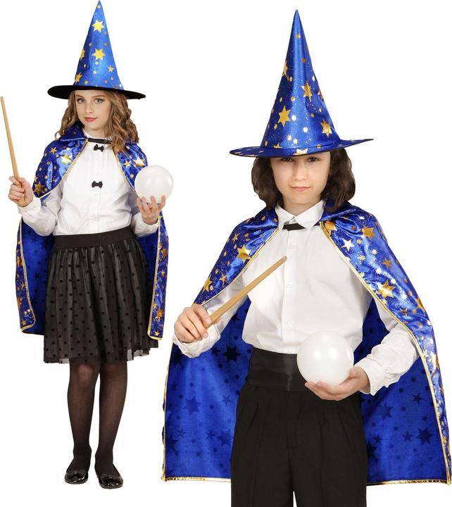 Magni Kinderkostüm-Set Zauberer Umhang und Hut (One Size)