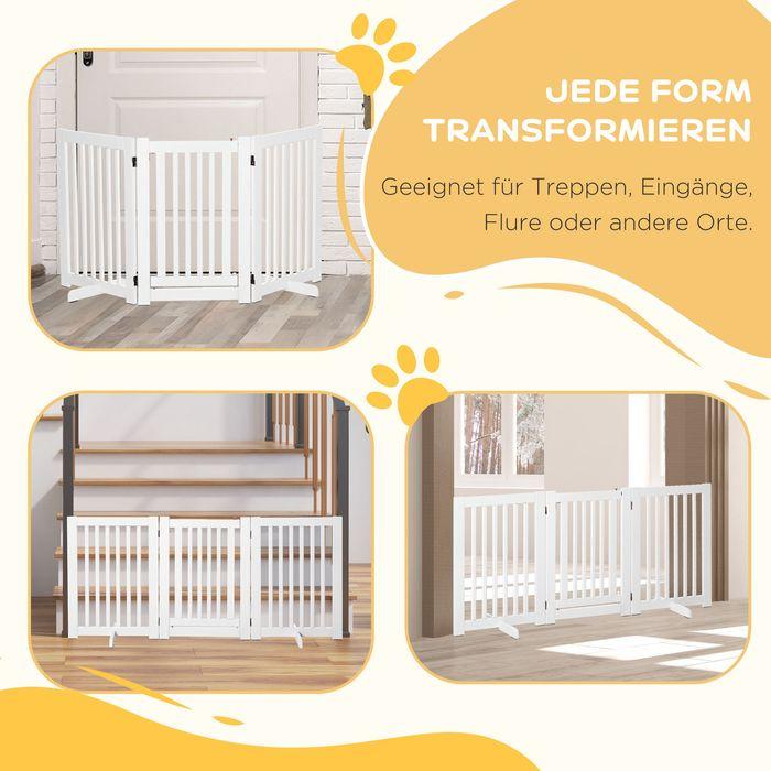Produktbild Swisshandel24 Absperrgitter Holz Freistehendes Schutzgitter für Hunde Verstellbares Hundegitter Treppengitter mit (1.50 cm)