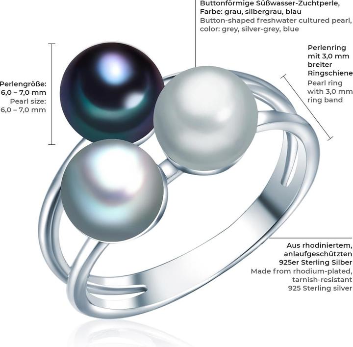 Immagine prodotto Valero Pearls Donna in argento sterling con perle d'acqua dolce coltivate - 3958 (56, 925 Argento)