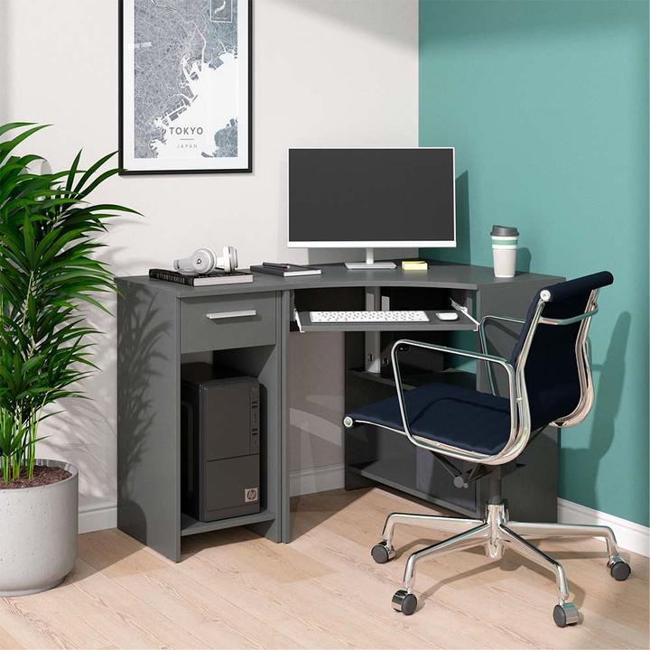 Immagine prodotto Vicco Scrivania angolare Odin, antracite, 83 x 76 cm Set con mobile porta PC