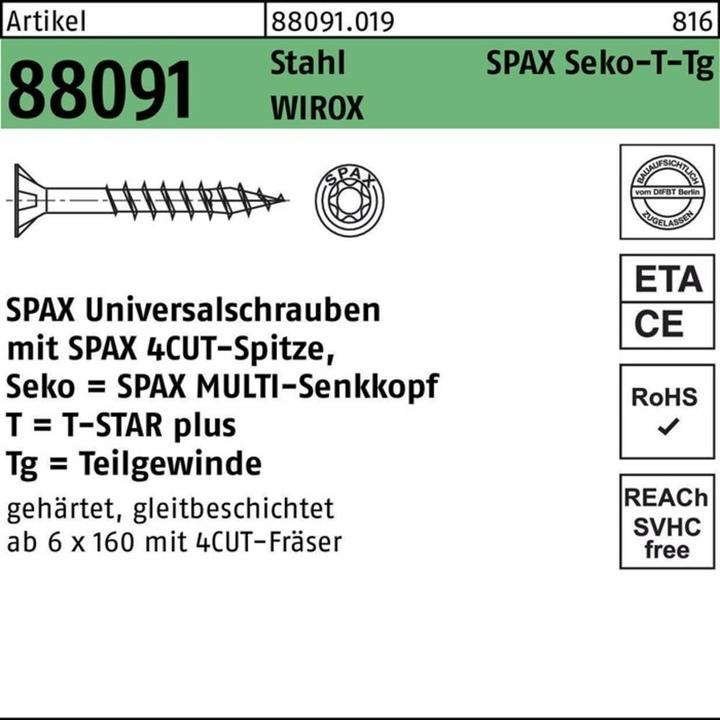 Actual product image Spax Chipboard screws SK T20 5,0x60 mm (500 Screws per piece)