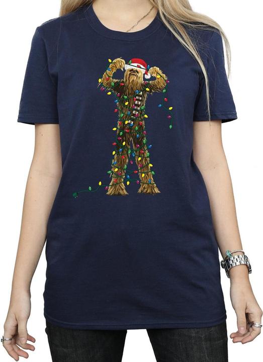 Actual product image Star Wars Womens/Ladies Chewbacca Christmas Lights Cotton Boyfriend T-Shirt (XXL)