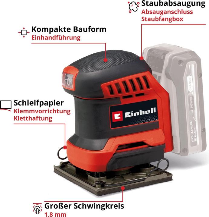 Actual product image Einhell TE-OIS 18/113 Li cordless hand sander - Solo (Sander)