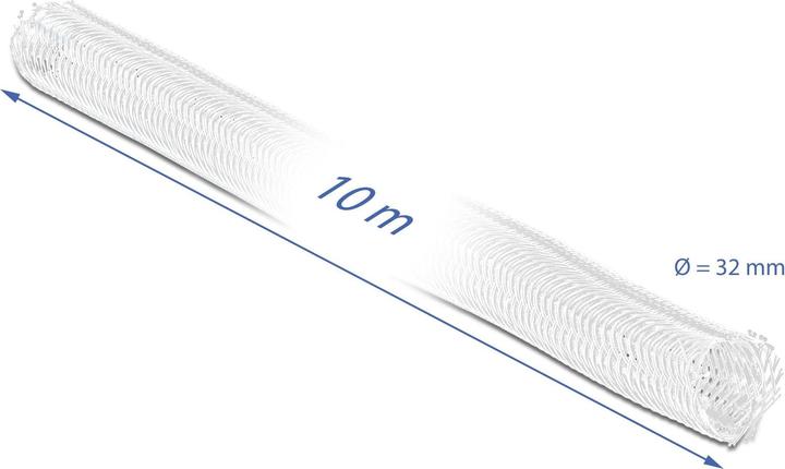 Productafbeelding Delock Gevlochten slang met klittenband 10 m x 32 mm wit (Kabeldoorvoer, 1000 cm)