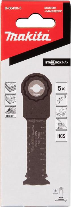 Produktbild Makita Tauchsägeblatt MAM004 32x80mm 5 Stück Starlock Max Multitool B-66438-5