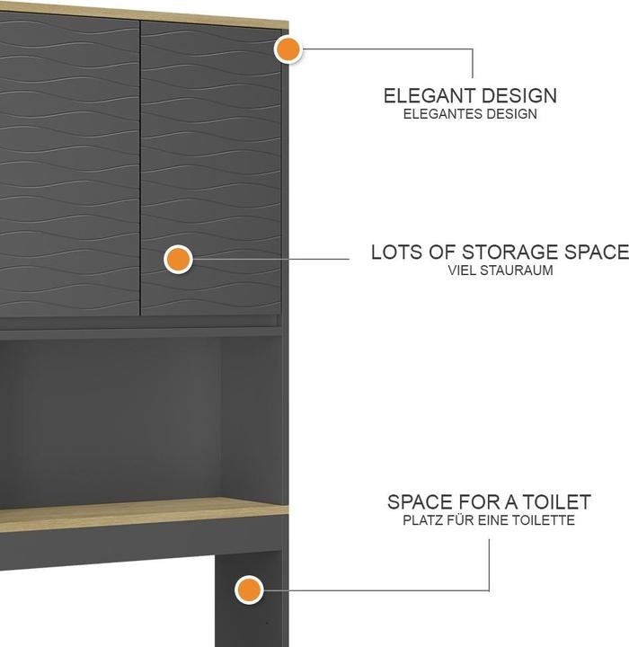 Actual product image Vichy Toilettenschrank Livia, Anthrazit/Holz, 60 x 163 cm