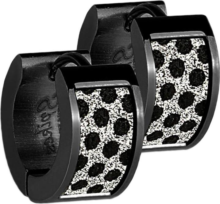 Actual product image Star Piercing Earring flap black with glitter dotted (without brass, Surgical steel 316L)