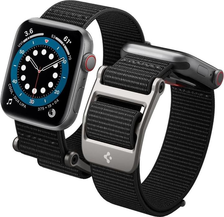 Productafbeelding Spigen Durapro Flex band voor Apple Watch 4 / 5 / 6 / 7 / SE (42 / 44 / 45 mm) zwart (42 mm, 44 mm, 45 mm, Nylon)