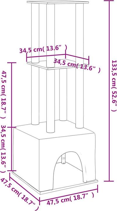 Produktbild VidaXL Christoffer (133.50 cm, Dunkelgrau)