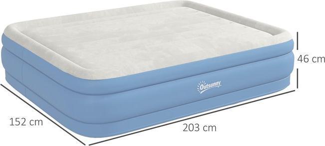 Produktbild Swisshandel24 Campingmatratze für 2 Personen, aufblasbar, eingebaute Pumpe, Tragetasche, 203x152x46cm, Hellblau (152 x 203 cm)