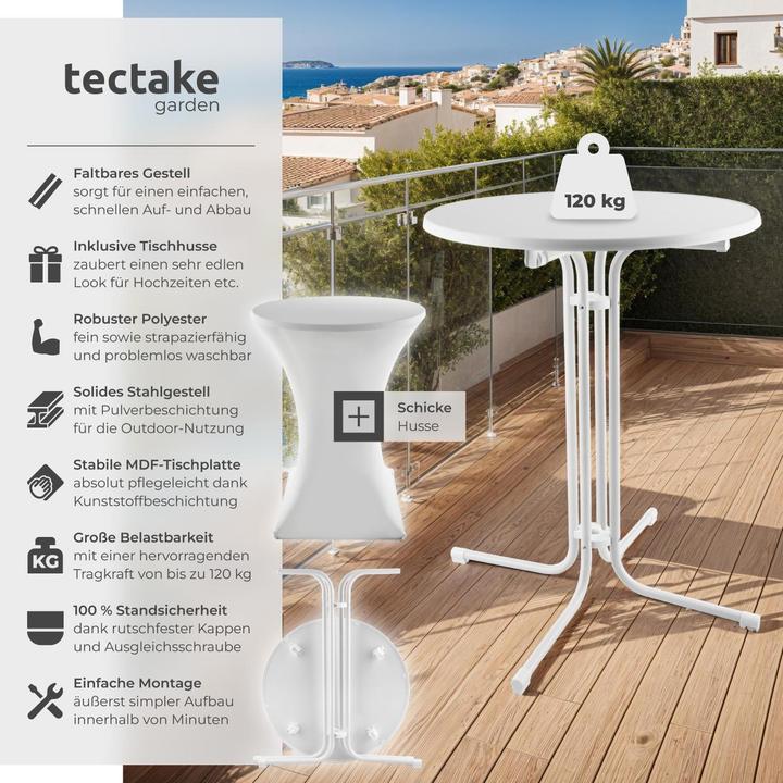 Image du produit tectake Table haute Eren pliable avec housse 90x110 cm (80 x 80 x 110 cm)