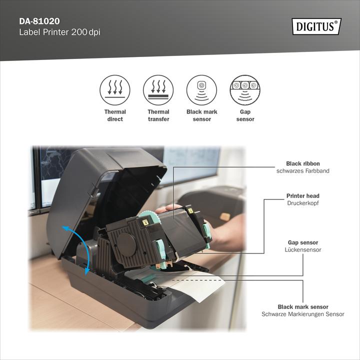 Produktbild Digitus Etikettendrucker 200dpi (203 dpi)