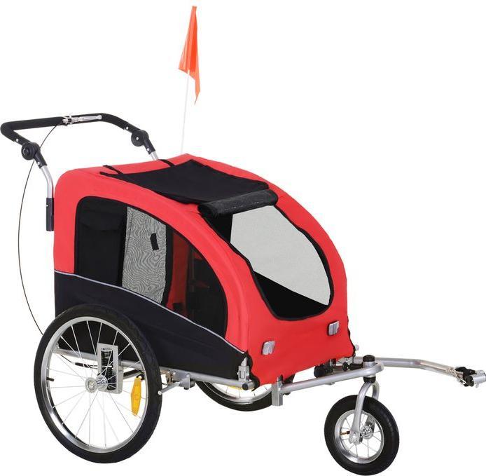 Swisshandel24 Hundeanhänger Jogger Fahrradanhänger Hunde Hunde-Fahrradanhänger Rot+Schwarz 155 x 83 x 108 cm