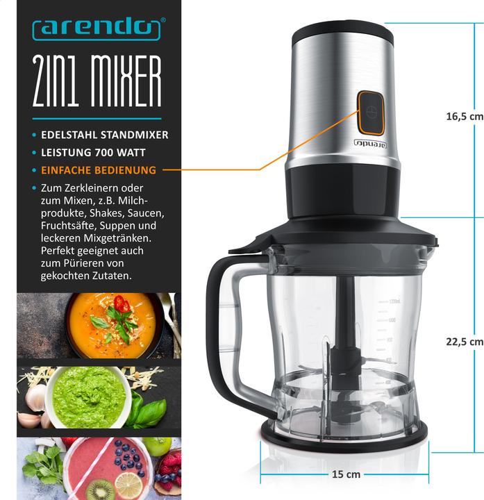 Image du produit Arendo Smoothiemaker et hachoir à légumes (1200 ml, 700 W)