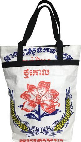 Immagine prodotto Bekos Upcycling - Borsa della spesa grande da sacchi di riso riciclati Fiore