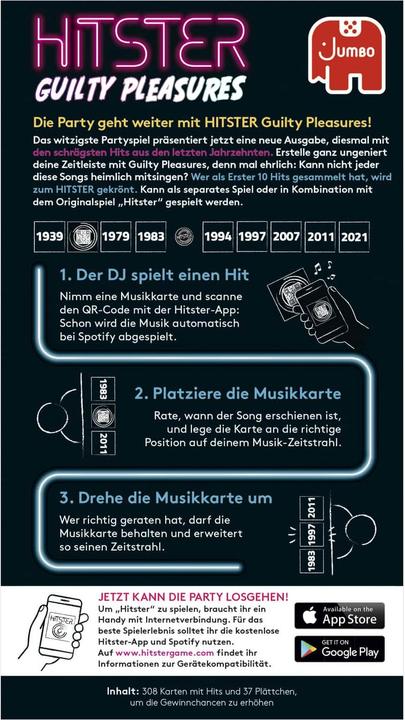 Nährwerte und Zutaten Jumbo Hitster - Guilty Pleasure (Deutsch)