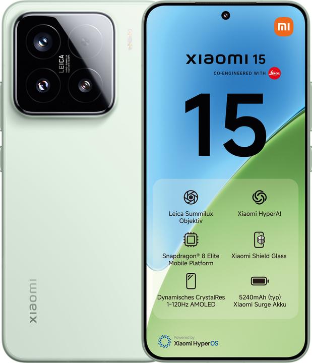 Image du produit Xiaomi 15 (256 Go, Green, 6.36", Double SIM, 50 Mpx, 5G)